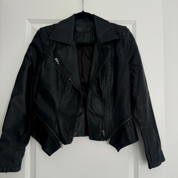 BlankNYC Nordstrom women’s black Faux Leather Moto Style Jacket coat small 4 6 - Picture 1 of 3